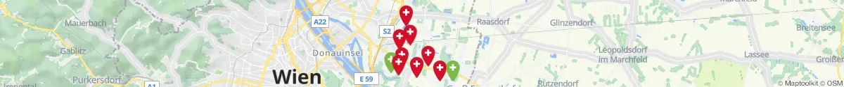 Kartenansicht für Apotheken-Notdienste in der Nähe von Donaustadt (1220 - Donaustadt, Wien)